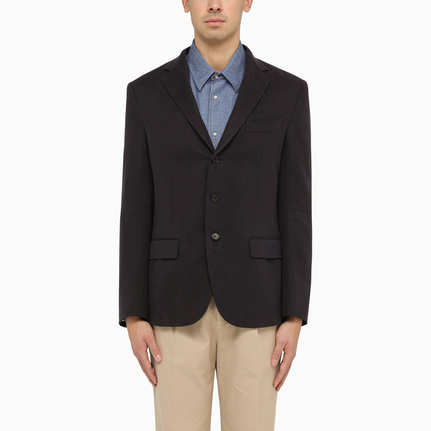 Loro Piana Single Breasted Blue Linen Jacket | Balardi