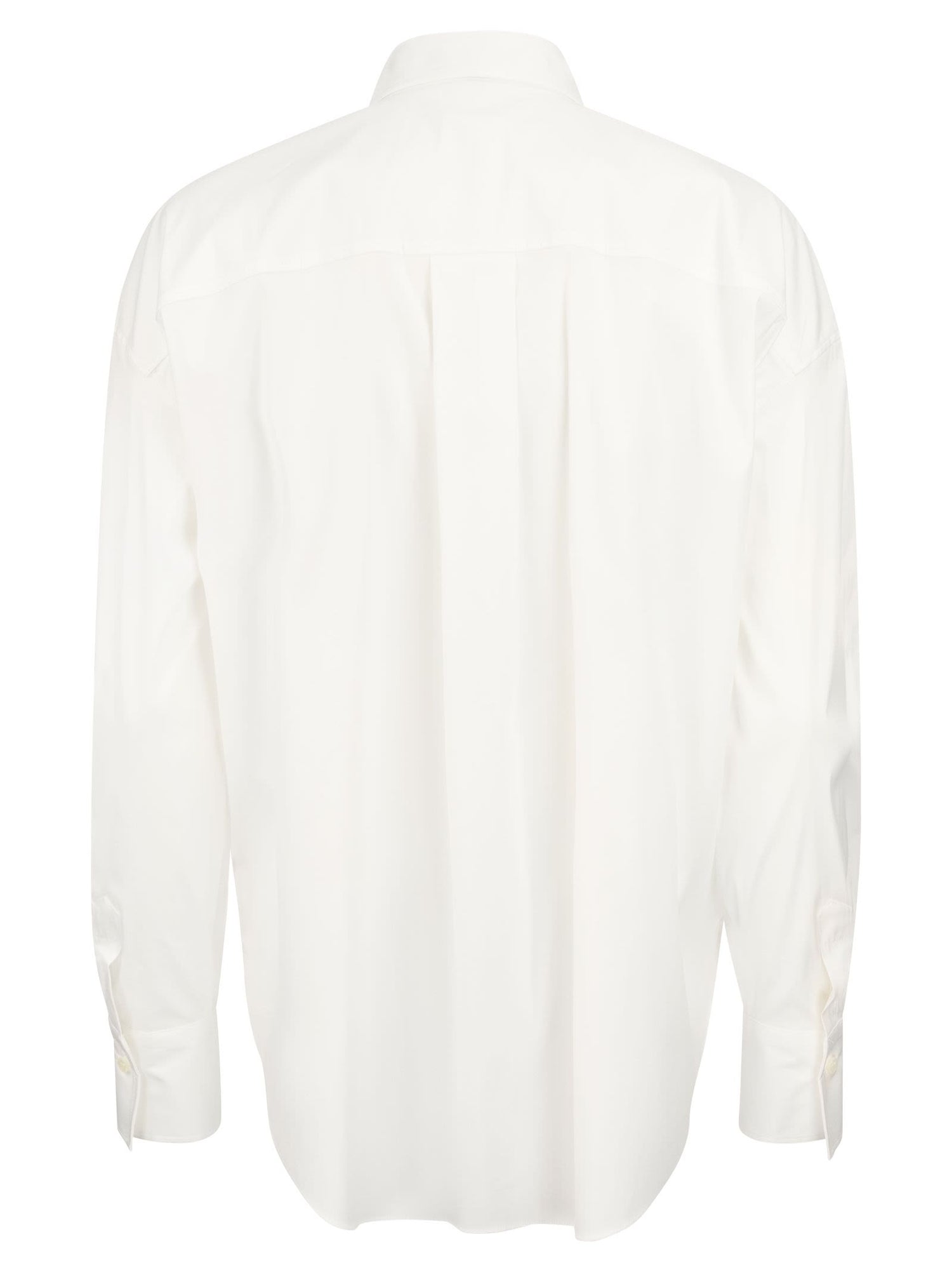 Brunello Cucinelli「Shiny Tab」付きのコットンポップリンシャツを